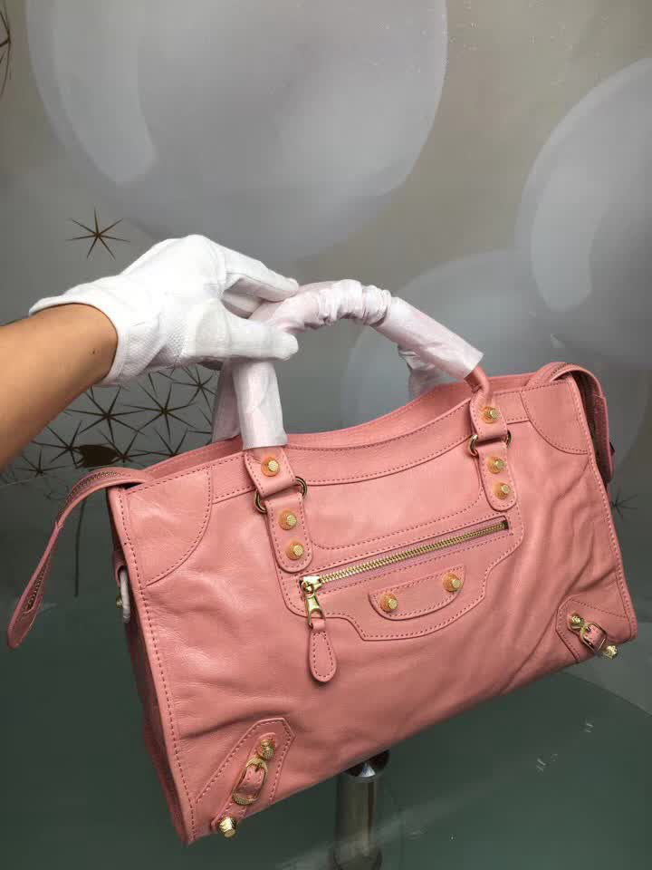 BALENCIAG巴黎世家 義大利進口 原版油蠟頭層牛皮 香皮小銀釘 時尚百搭 手提肩背斜挎包  BL1577
